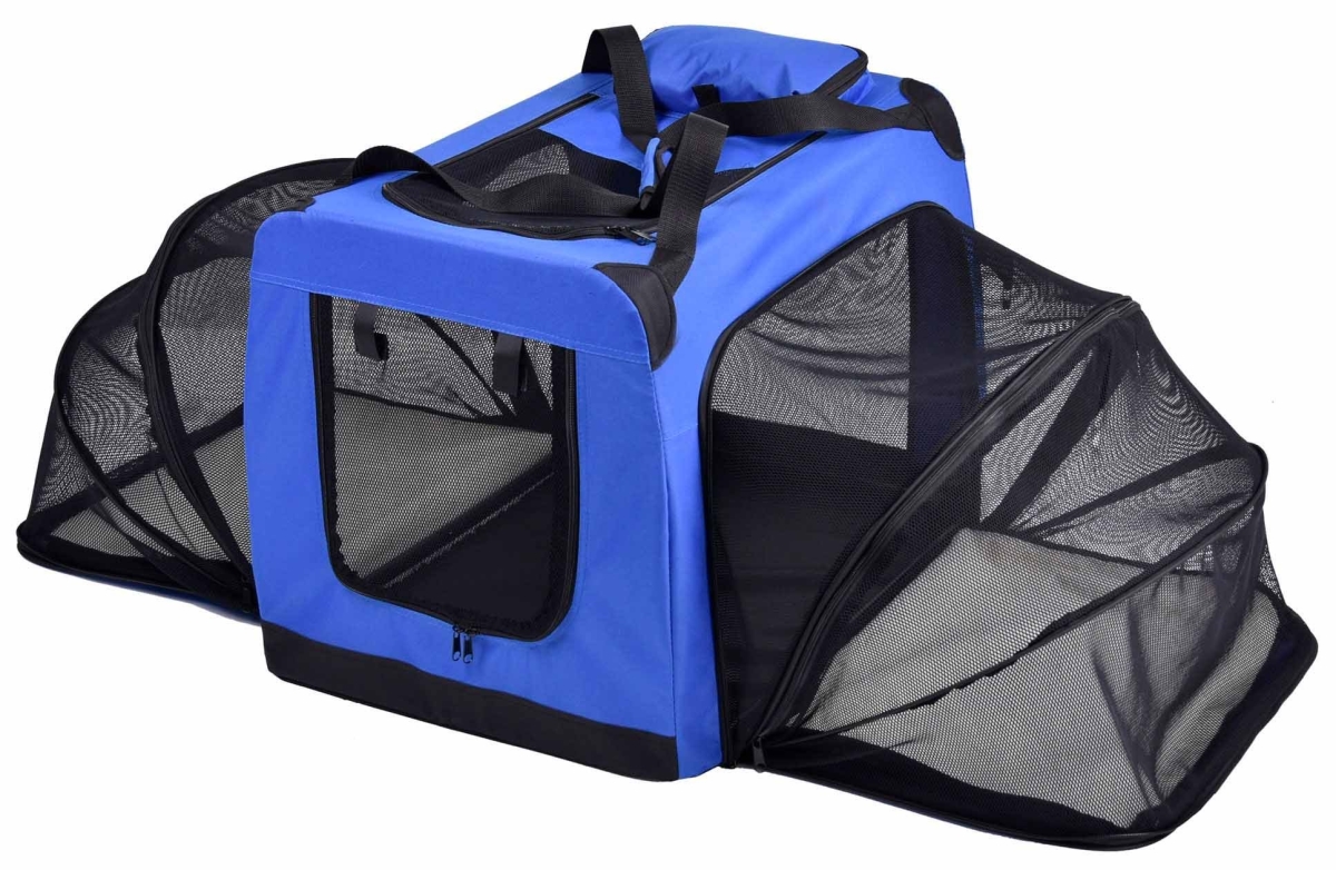 Picture of Pet Life H6BLXS Hounda Accordion Metal Framed Soft-Folding Collapsible Dual-Sided Expandable Pet Dog Crate&#44; Light Blue - Extra Small