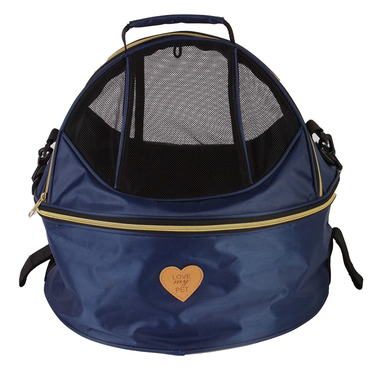 Picture of Pet Life B100BLMD Air-Venture Dual-Zip Airline Approved Panoramic Circular Travel Pet Dog Carrier&#44; Navy - One Size