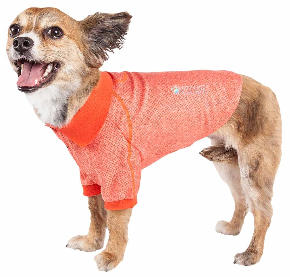 Pet Life PLHL2ORSM Active Fur-Flexed Relax-Stretch Wick-Proof Performance Dog Polo T-Shirt, Orange - Small