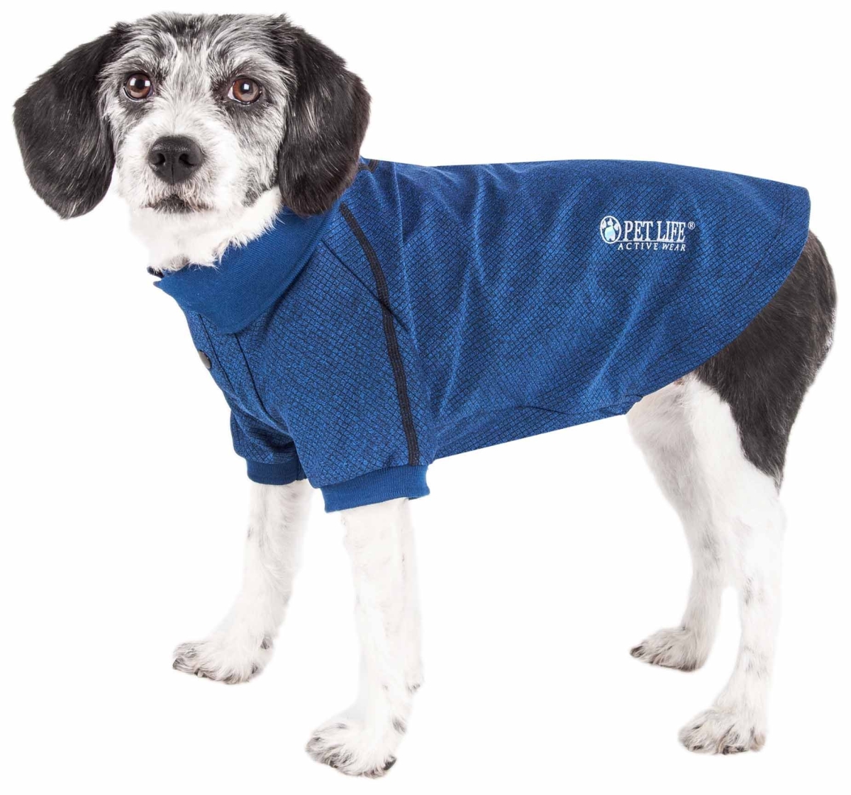 Active Fur-Flexed Relax-Stretch Wick-Proof Performance Dog Polo T-Shirt, Navy - Extra Small