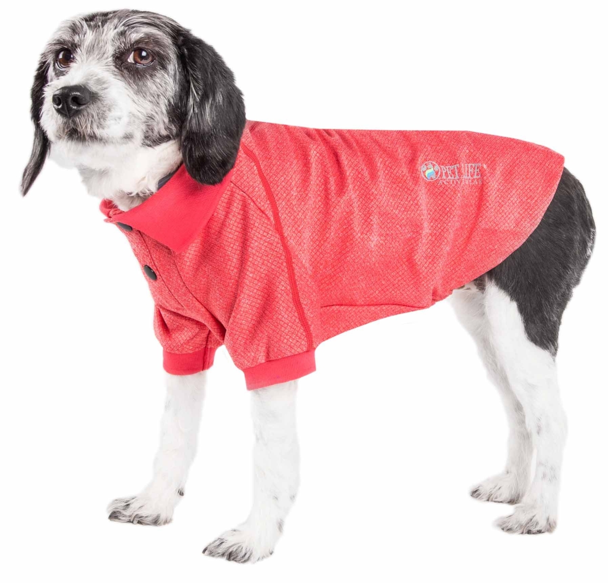 Active Fur-Flexed Relax-Stretch Wick-Proof Performance Dog Polo T-Shirt, Red - Extra Small