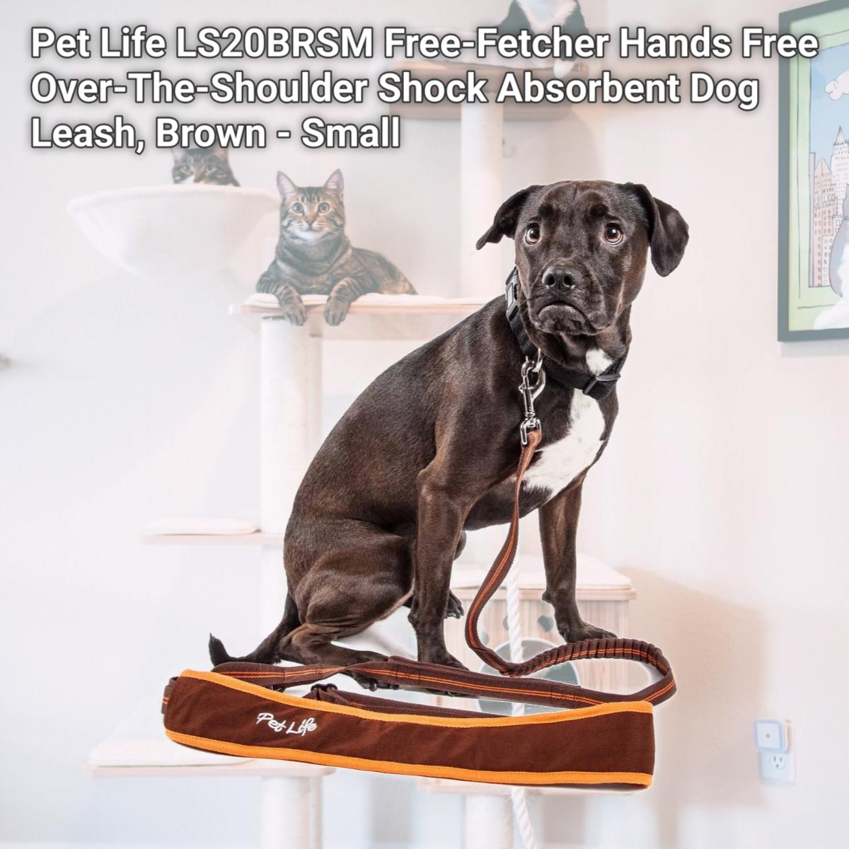 Picture of Pet Life LS20BRSM Free-Fetcher Hands Free Over-The-Shoulder Shock Absorbent Dog Leash, Brown - Small
