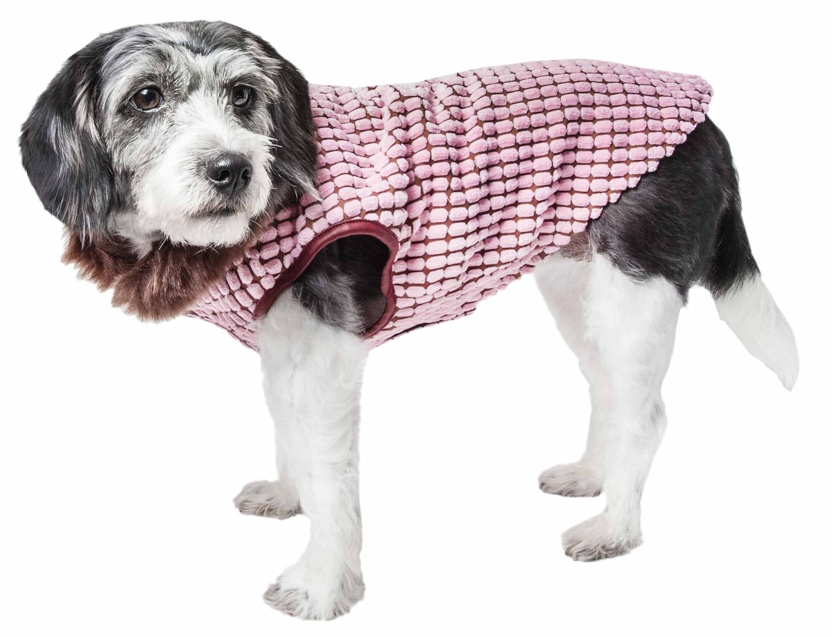 Picture of Pet Life 44PBMD Luxe Beautifur Elegant Designer Boxed Mink Fur Dog Coat Jacket&#44; Pink & Brown - Medium