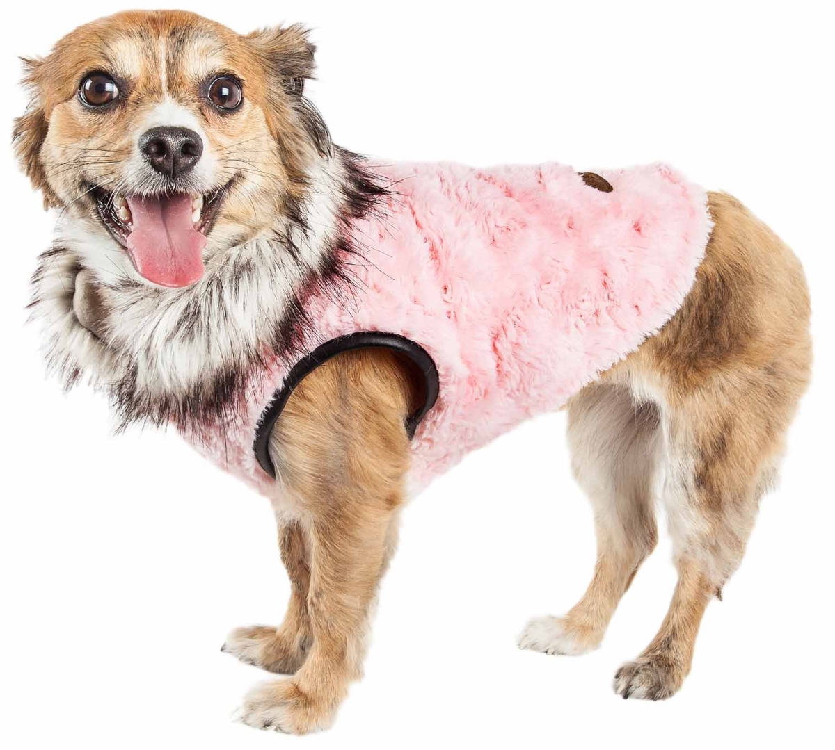 Picture of Pet Life 45PKSM Luxe Pinkachew Charming Designer Mink Fur Dog Coat Jacket, Light Pink - Small