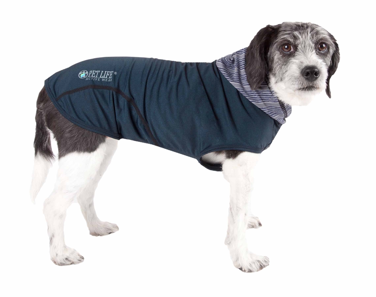 Picture of Pet Life HDHL1TLXS Active Pull-Rover Premium 4-Way Stretch Two-Toned Performance Sleeveless Dog T-Shirt Tank Top Hoodie, Teal - Extra Small