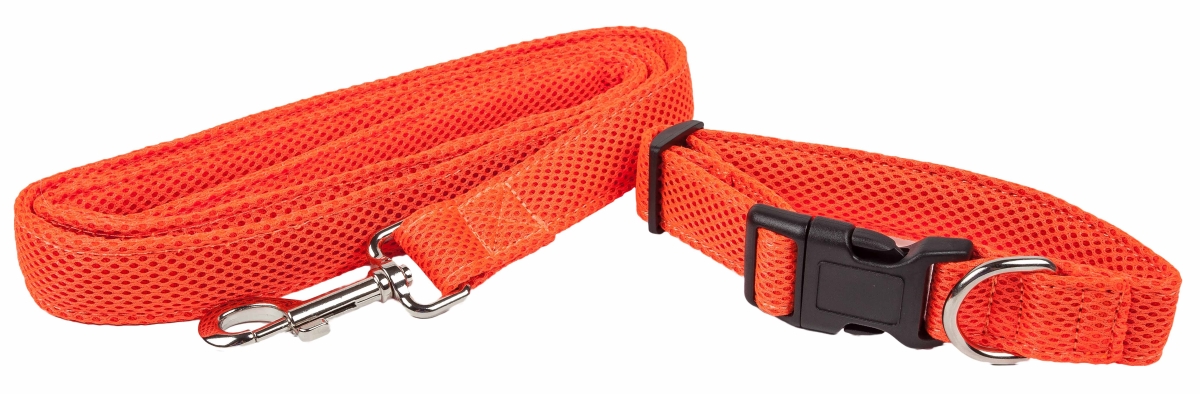 Picture of Pet Life CLSH14ORSM Aero Mesh 2-in-1 Dual Sided Comfortable & Breathable Adjustable Mesh Dog Leash-Collar&#44; Orange - Small