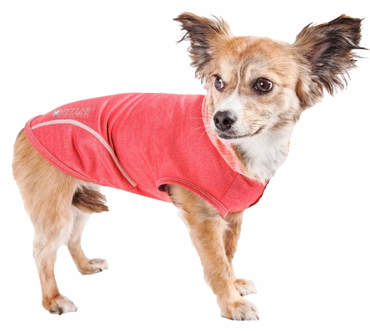 Picture of Pet Life HDHL1RDMD Active Pull-Rover Premium 4-Way Stretch Two-Toned Performance Sleeveless Dog T-Shirt Tank Top Hoodie, Red - Medium
