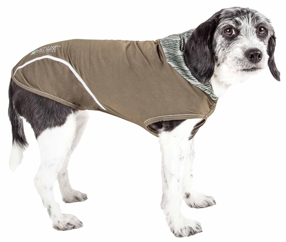 Picture of Pet Life HDHL1GNXL Active Pull-Rover Premium 4-Way Stretch Two-Toned Performance Sleeveless Dog T-Shirt Tank Top Hoodie, Green - Extra Large