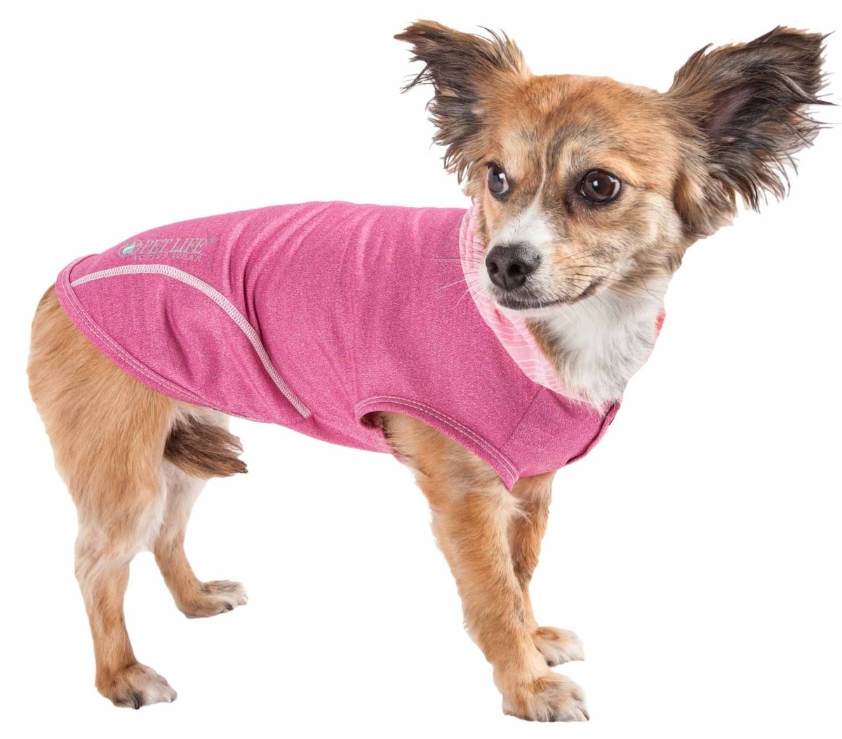 Picture of Pet Life HDHL1PKMD Active Pull-Rover Premium 4-Way Stretch Two-Toned Performance Sleeveless Dog T-Shirt Tank Top Hoodie, Pink - Medium