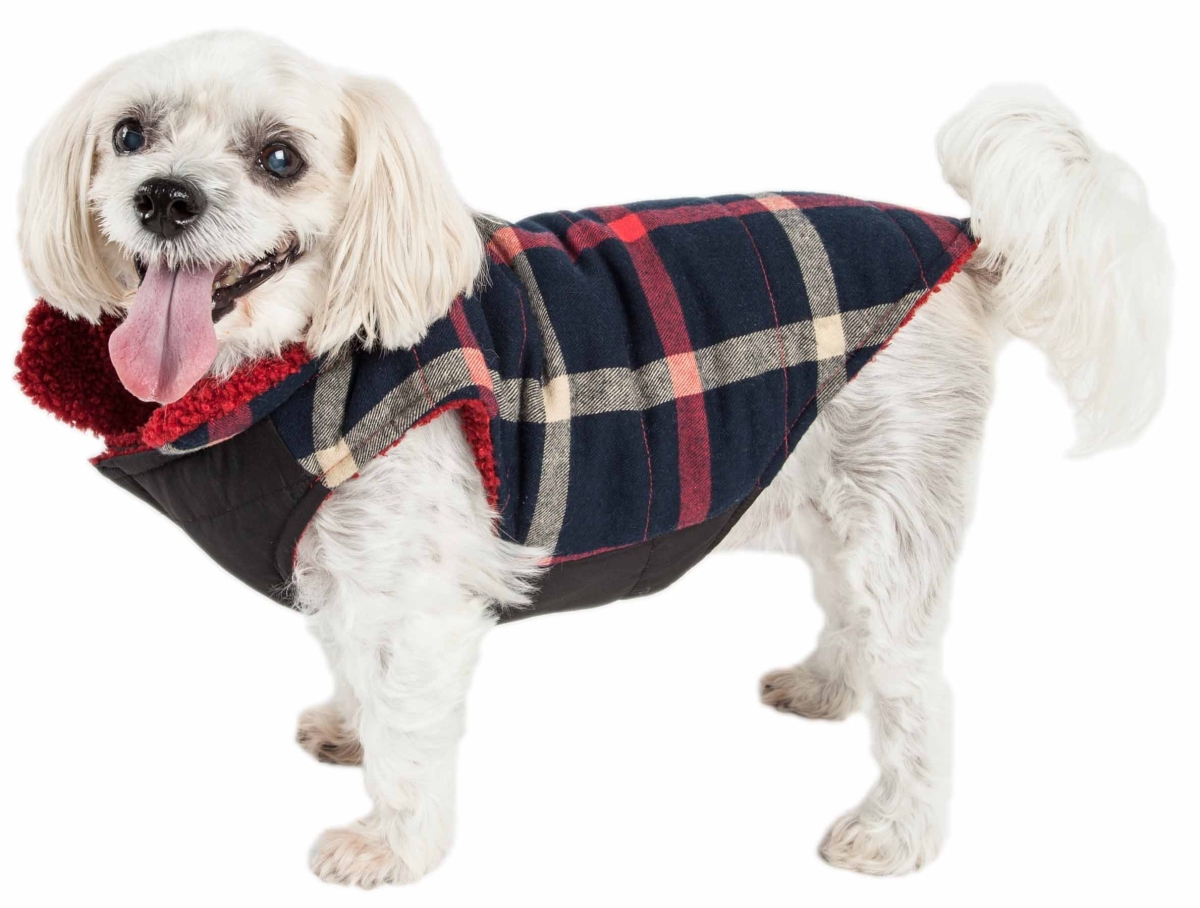 Picture of Pet Life 47BLXS Allegiance Classical Plaided Insulated Dog Coat Jacket&#44; Blue & Red Plaid - Extra Small
