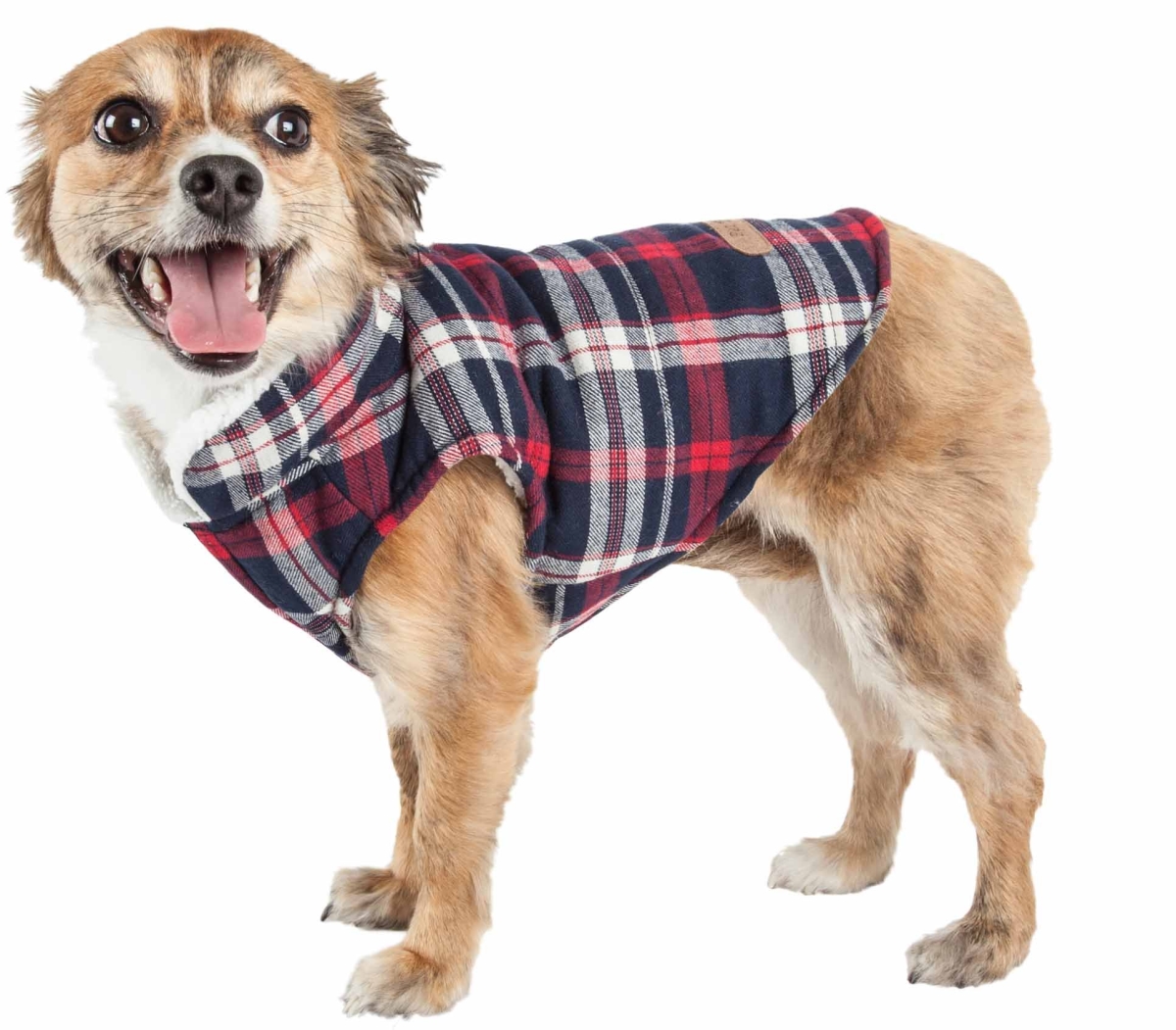 Picture of Pet Life 48BKMD Puddler Classical Plaided Insulated Dog Coat Jacket&#44; Black & Red Plaid - Medium