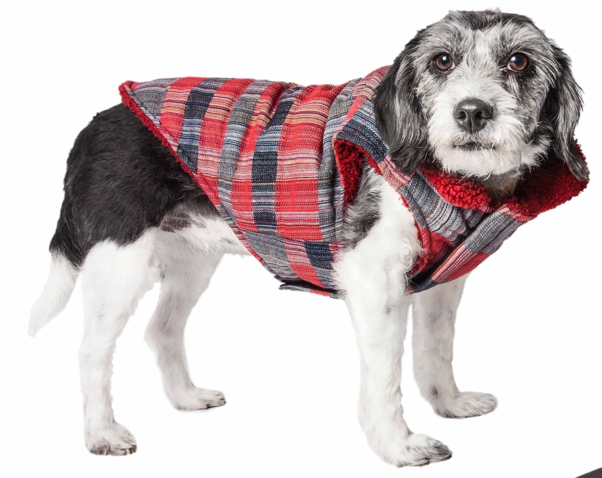 Picture of Pet Life 49RDSM Scotty Tartan Classical Plaided Insulated Dog Coat Jacket&#44; Red & Grey Plaid - Small