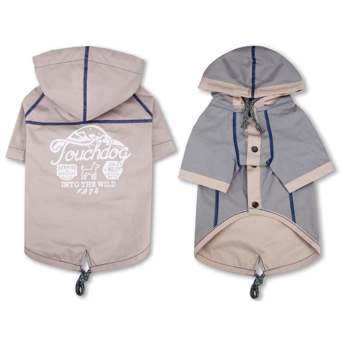 Picture of Touchdog R11PKXS Cloudburst Waterproof Reversible Dog Raincoat - Light Grey - Extra-Small