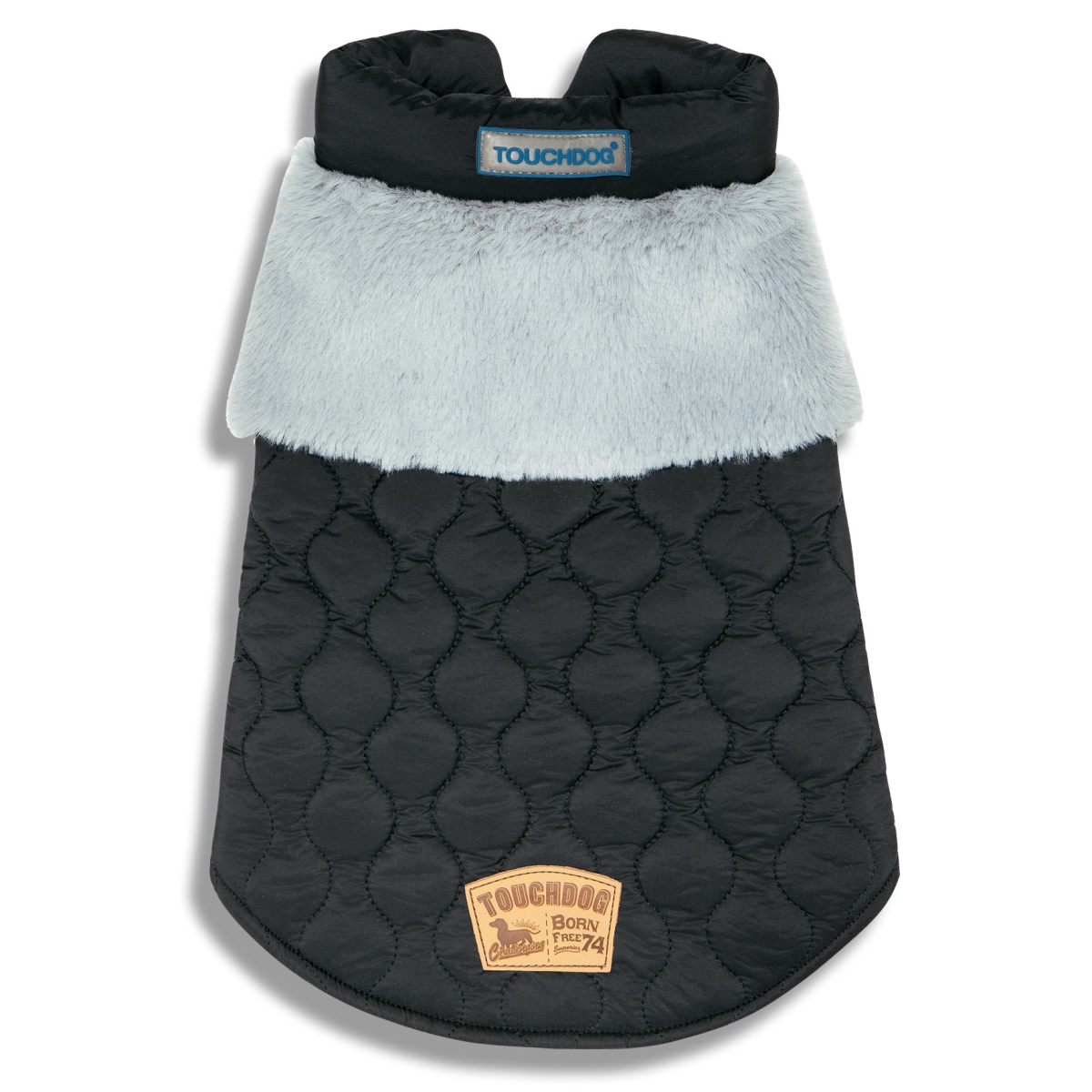 Picture of Touchdog JKTD14BKXS Furrost-Bite Fur & Fleece Fashion Dog Jacket - Black - Extra-Small