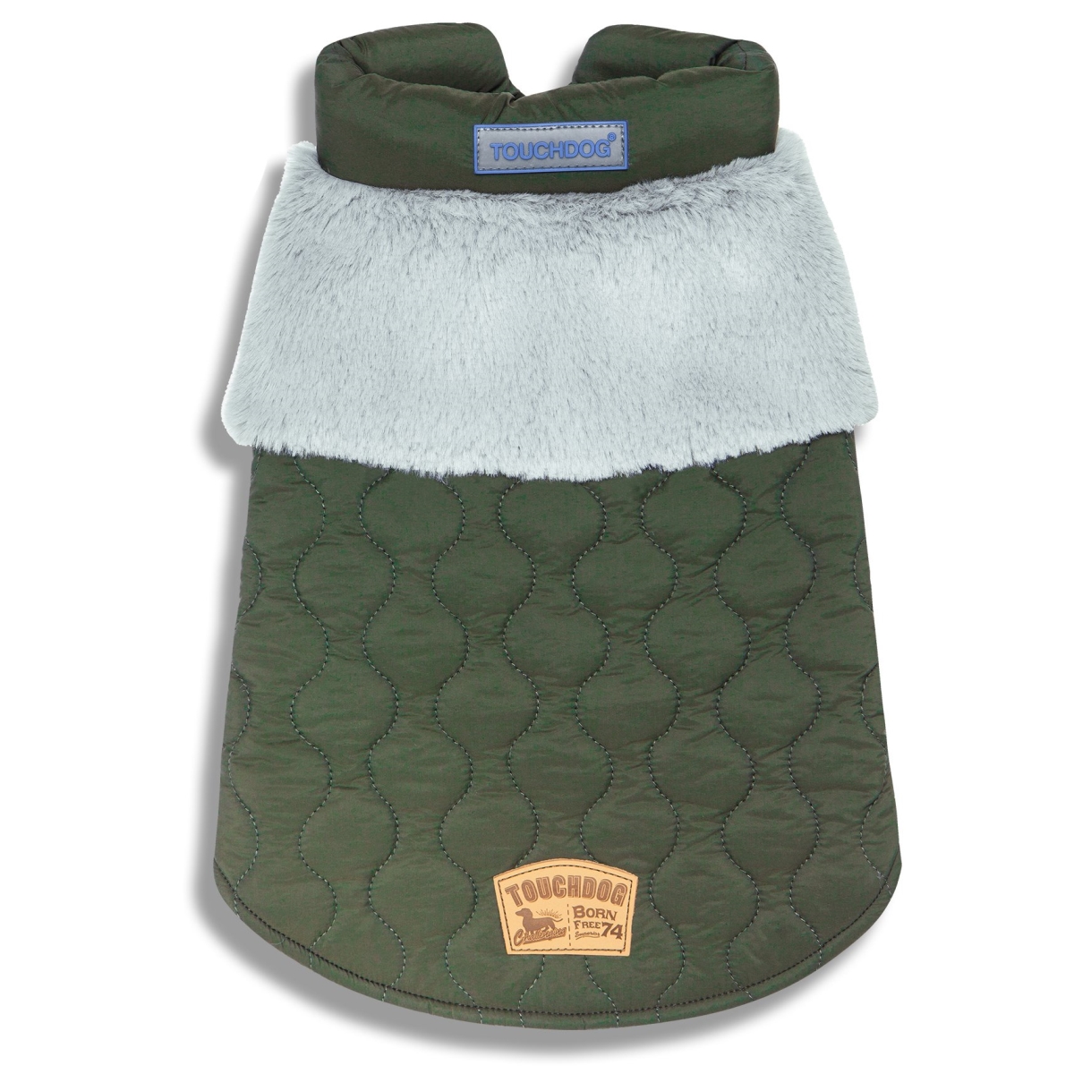 Picture of Touchdog JKTD14GNMD Furrost-Bite Fur & Fleece Fashion Dog Jacket - Green - Medium