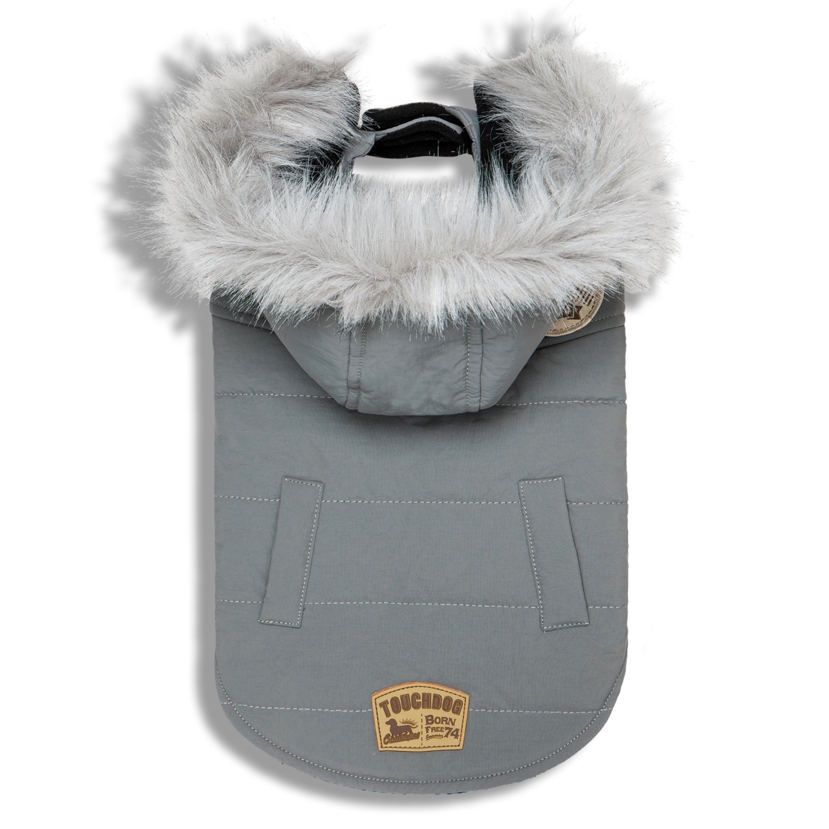 Picture of Touchdog JKTD15GYXL Eskimo-Swag Duck-Down Parka Dog Coat - Grey - Extra-Large