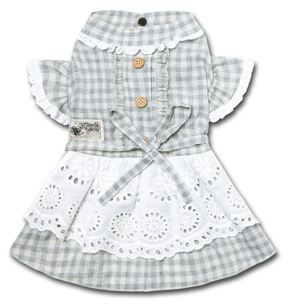 Picture of Touchdog DS2GYSM I Love Poochi Classical Fashion Plaid Dog Dress - Grey - Small