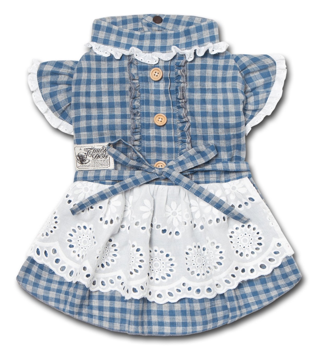 Picture of Touchdog DS2BLMD I Love Poochi Classical Fashion Plaid Dog Dress - Blue - Medium