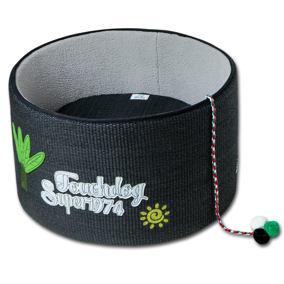 Picture of Touchcat PB81BKMD Claw-Ver Nest Rounded Scratching Cat Bed with Teaser Toy - Black - One Size