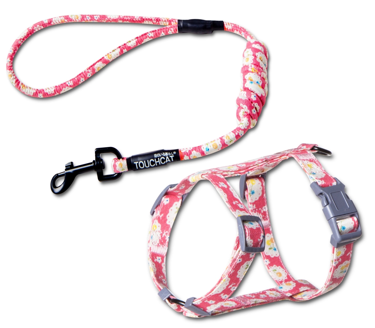 Picture of Touchcat CTHA1PKSM Radi-Claw Durable Cable Cat Harness & Leash Combo - Pink - Small