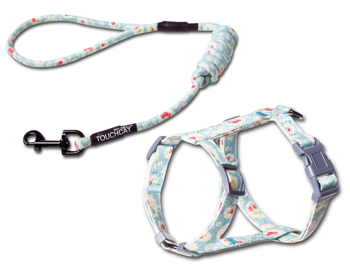 Picture of Touchcat CTHA1BLSM Radi-Claw Durable Cable Cat Harness & Leash Combo - Sky Blue - Small