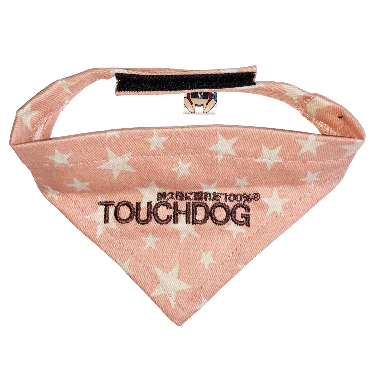 Picture of Touchdog BN1PKSM Bad-To-The-Bone Star Patterned Fashionable Cloth Hook & Eye Bandana - Pink - Small