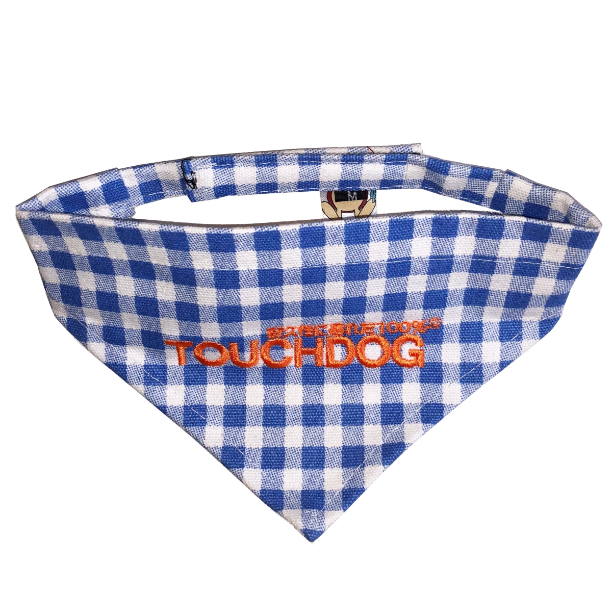 Picture of Touchdog BN2BLSM Bad-To-The-Bone Plaid Patterned Fashionable Cloth Hook & Eye Bandana - Blue - Small