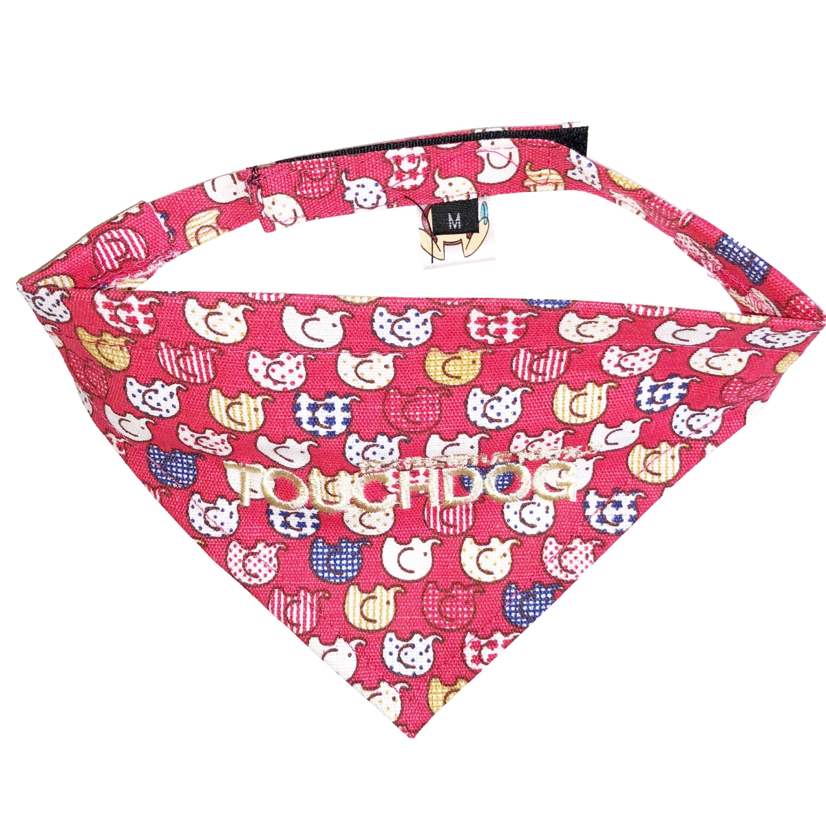 Picture of Touchdog BN3RDSM Bad-To-The-Bone Elephant Patterned Fashionable Cloth Hook & Eye Bandana - Red - Small