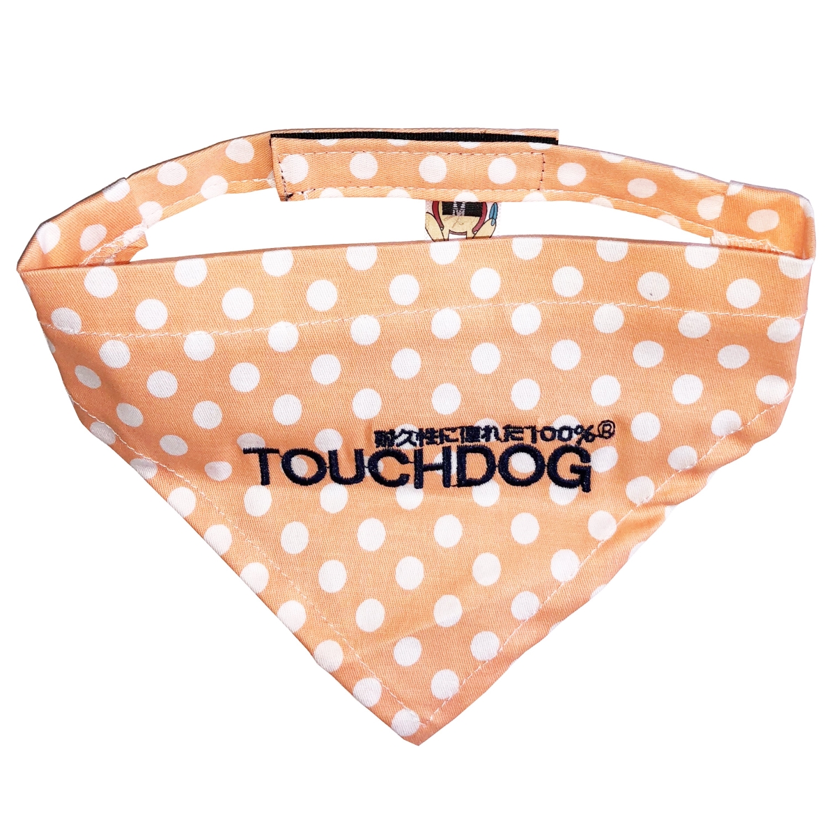 Bad-To-The-Bone Polka Patterned Fashionable Cloth Hook & Eye Bandana - Orange - Small