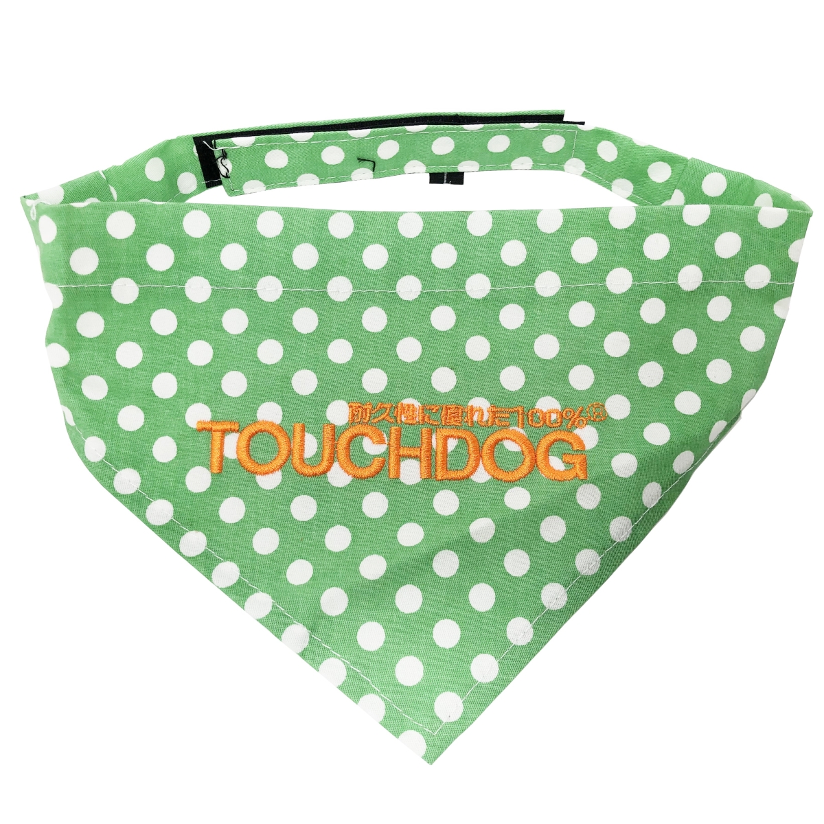 Picture of Touchdog BN4GNLG Bad-To-The-Bone Polka Patterned Fashionable Cloth Hook & Eye Bandana - Green - Large