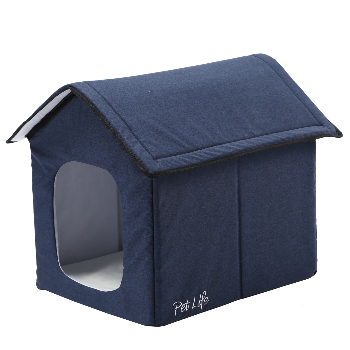 Picture of Pet Life PH8NVSM Hush Puppy Electronic Heating & Cooling Smart Collapsible Pet House - Navy - Small