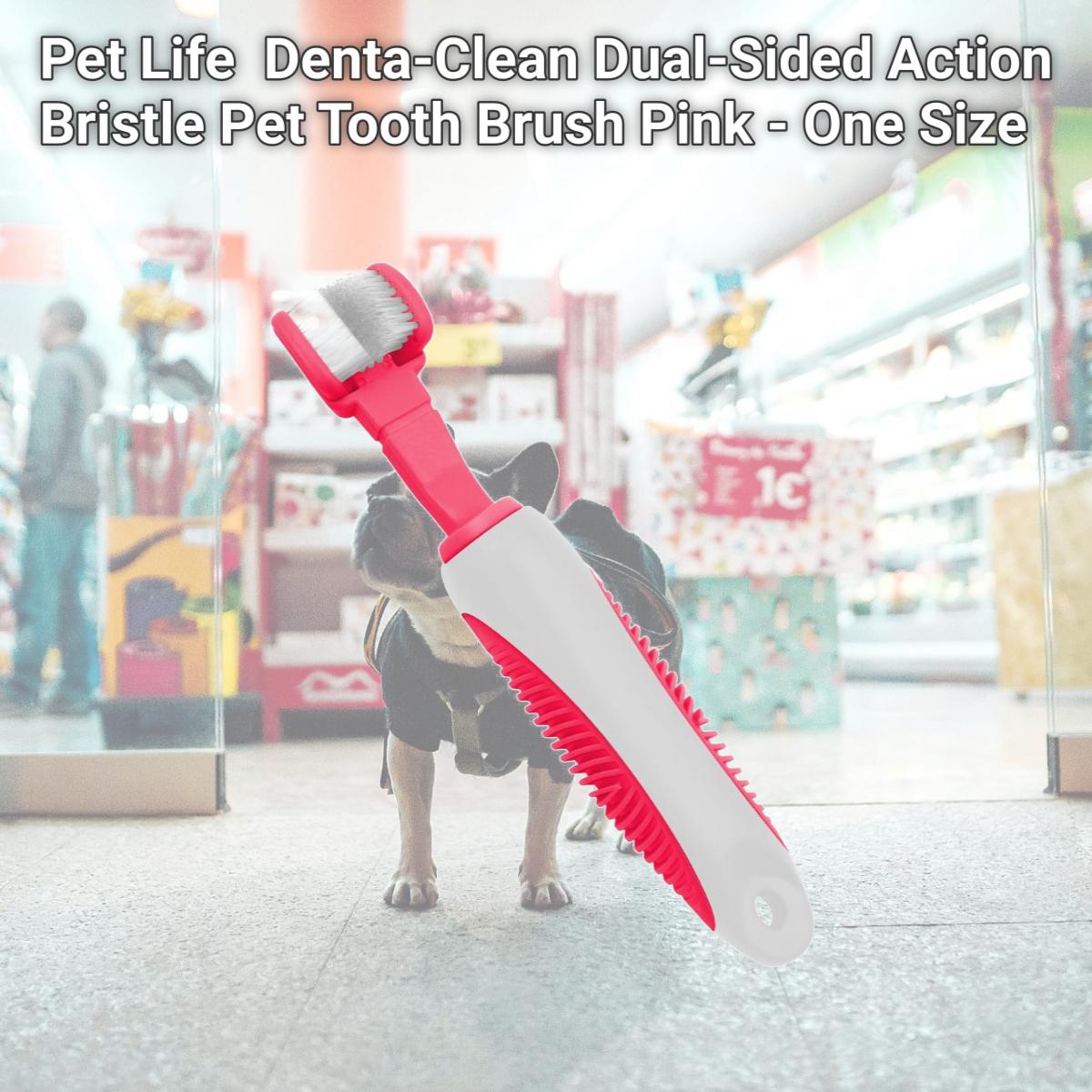 Picture of Pet Life TB1PK Denta-Clean Dual-Sided Action Bristle Pet Tooth Brush, Pink - One Size