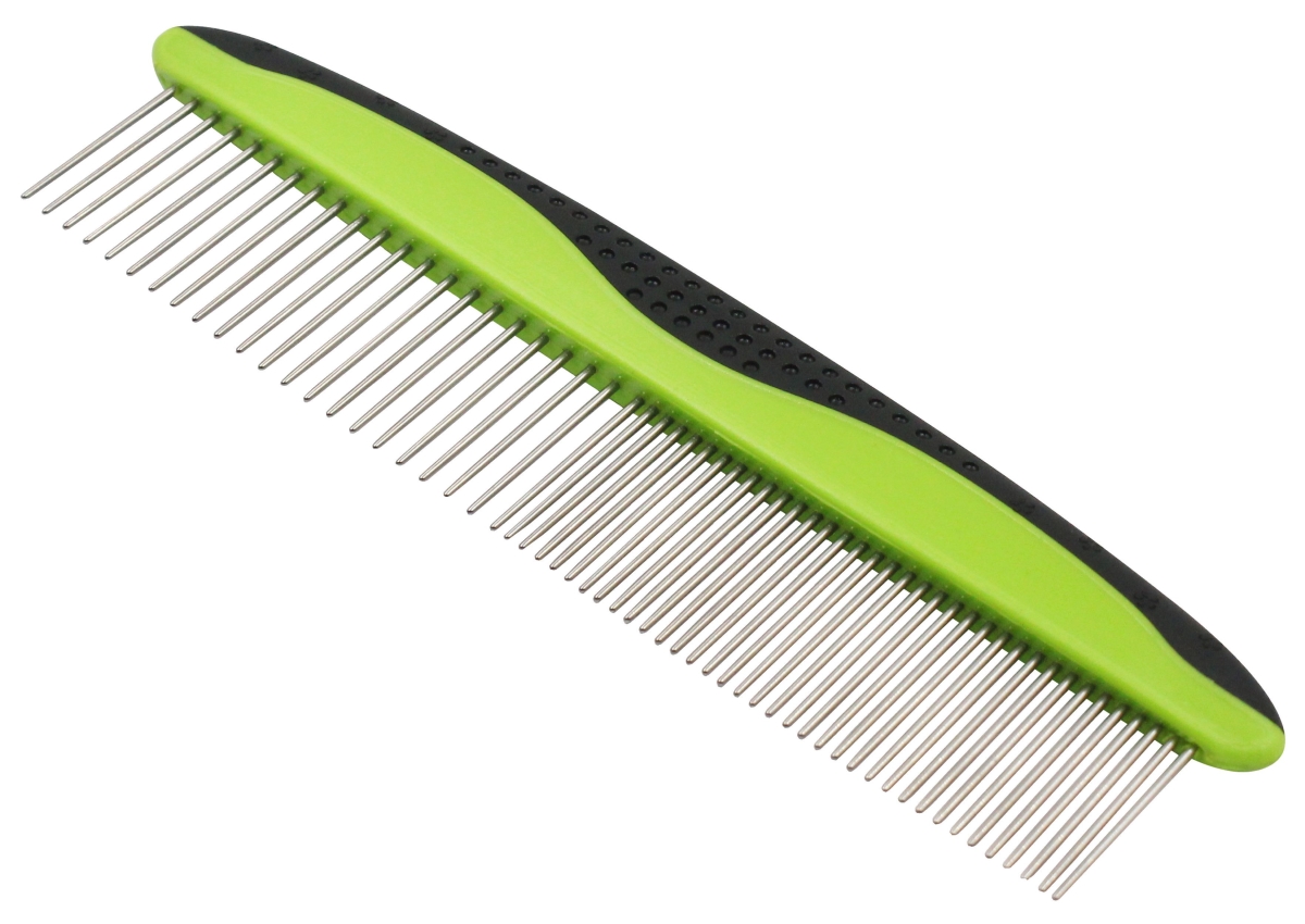 Picture of Pet Life GR28GN Grip Ease Wide & Narrow Tooth Grooming Pet Comb&#44; Green - One Size