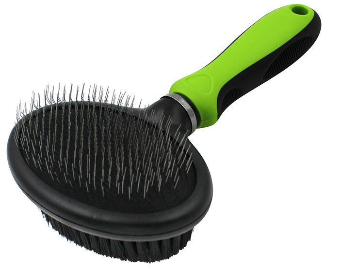 Flex Series 2-in-1 Dual-Sided Slicker & Bristle Grooming Pet Brush, Green - One Size