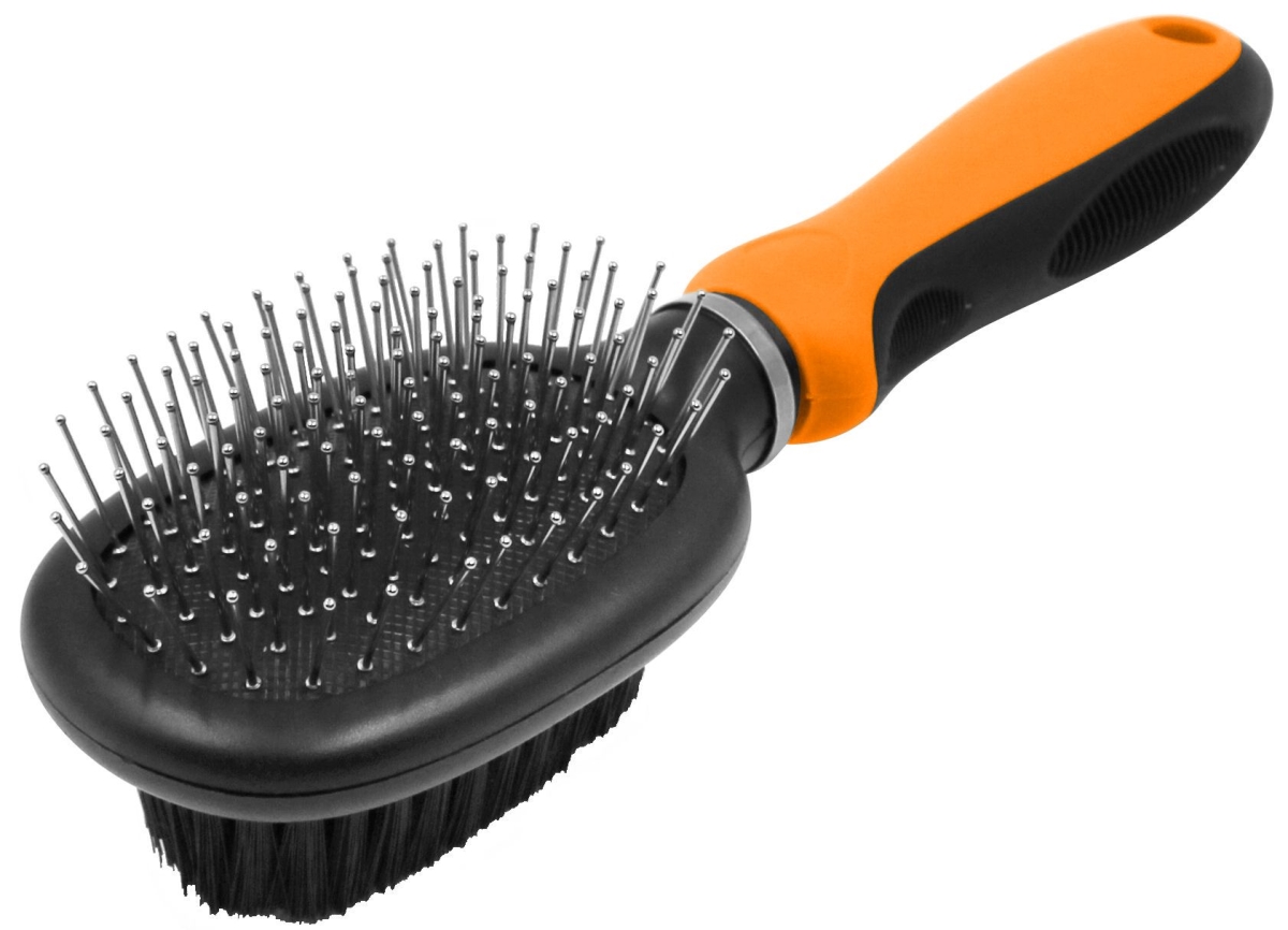 Flex Series 2-in-1 Dual-Sided Pin & Bristle Grooming Pet Brush, Orange - One Size