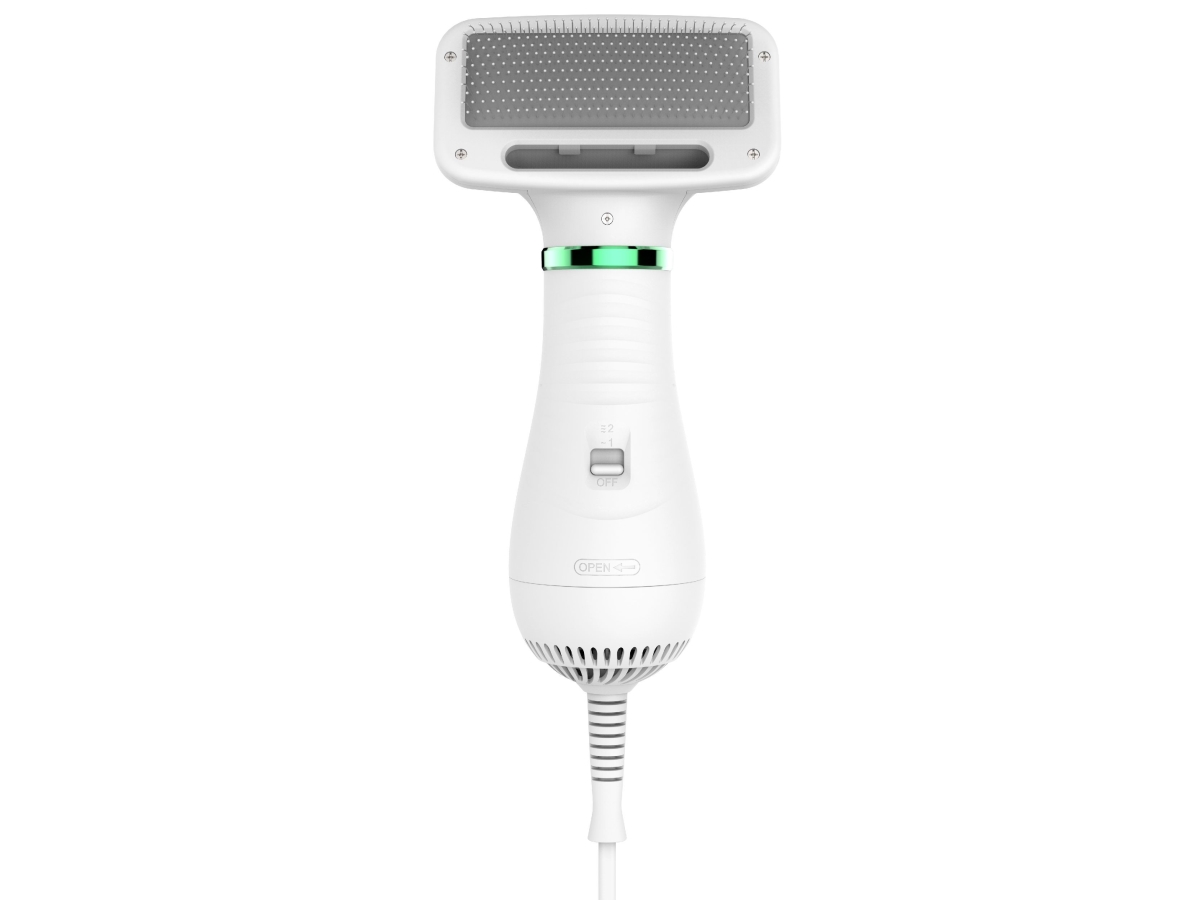 Aero-Groom 2 in 1 Electronic Pet Dryer & Pin Brush, White - One Size