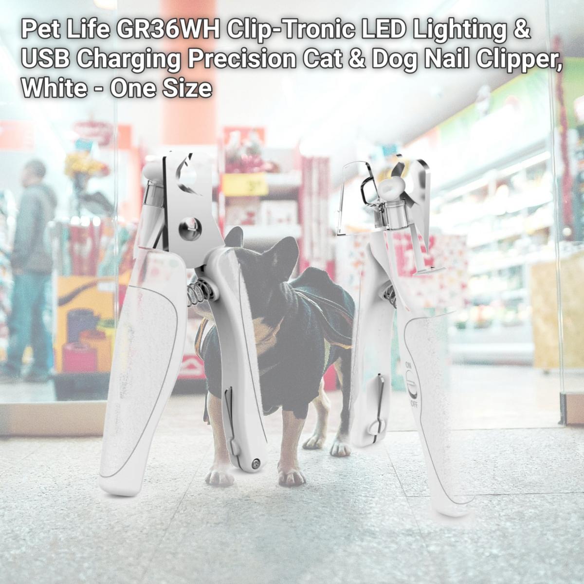 Picture of Pet Life GR36WH Clip-Tronic LED Lighting & USB Charging Precision Cat & Dog Nail Clipper&#44; White - One Size