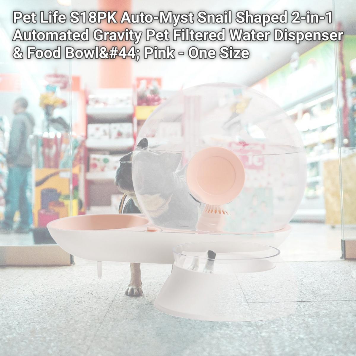 Picture of Pet Life S18PK Auto-Myst Snail Shaped 2-in-1 Automated Gravity Pet Filtered Water Dispenser & Food Bowl&#44; Pink - One Size