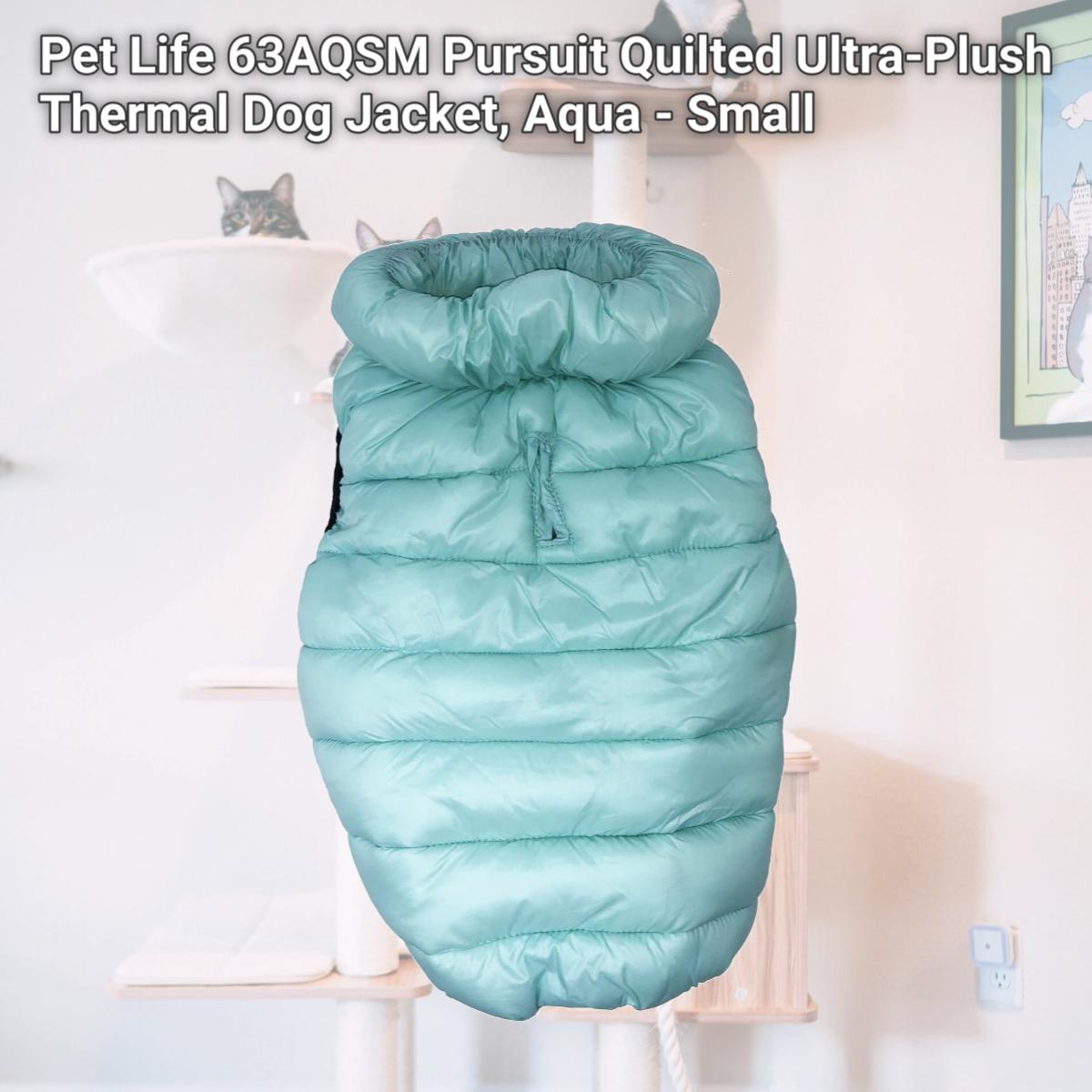 Picture of Pet Life 63AQSM Pursuit Quilted Ultra-Plush Thermal Dog Jacket, Aqua - Small