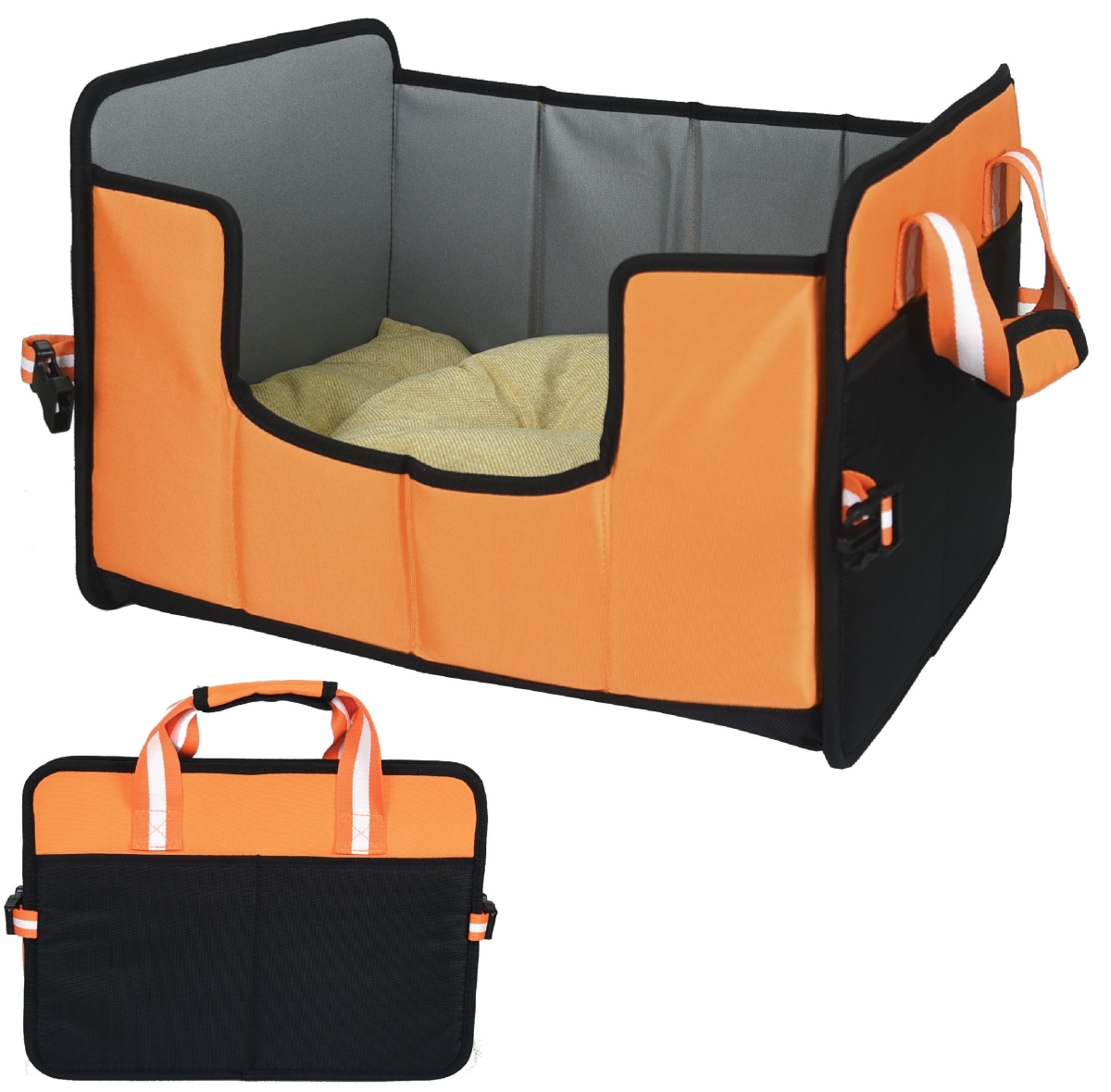 Travel-Nest Folding Travel Cat & Dog Bed, Orange - Small