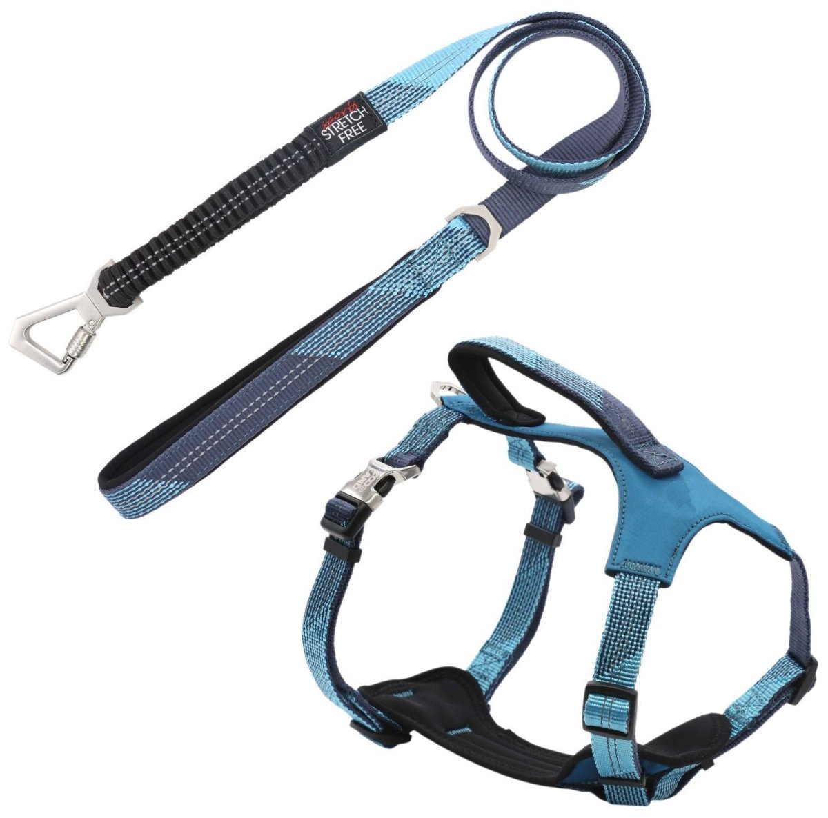 Picture of Pet Life HA41BLMD Geo-prene 2-in-1 Shock Absorbing Neoprene Padded Reflective Dog Leash & Harness&#44; Blue - Medium
