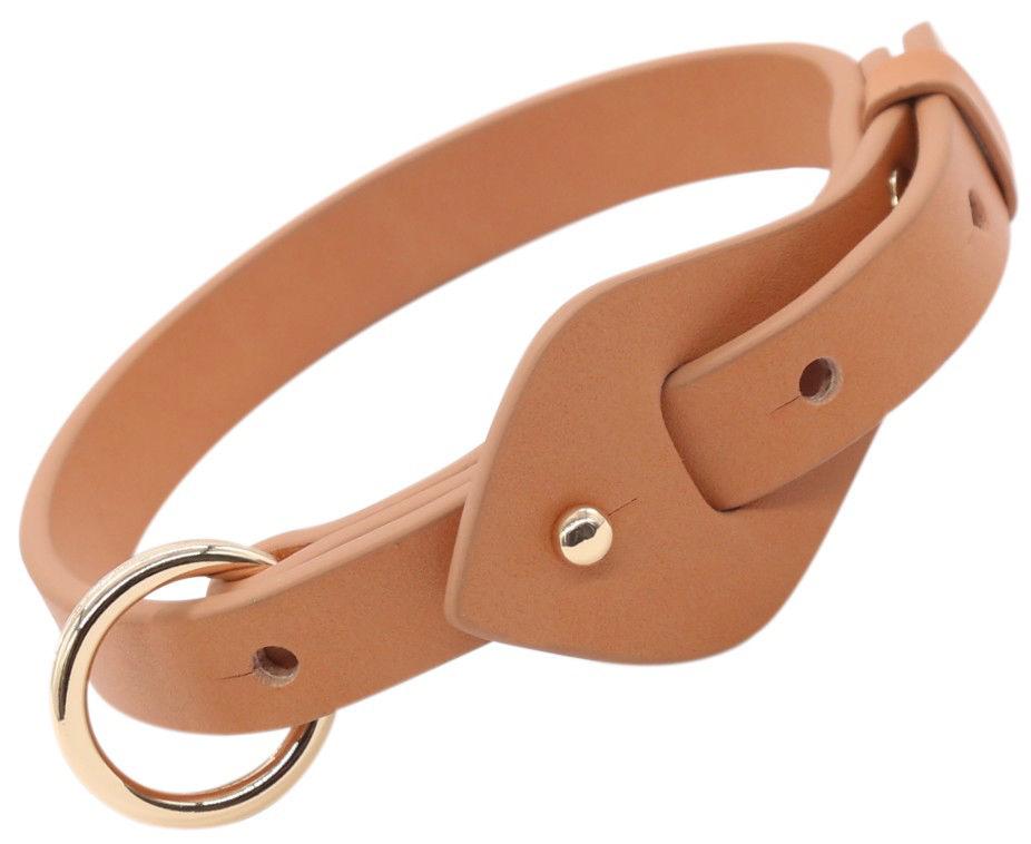 Ever-Craft Boutique Series Adjustable Designer Leather Dog Collar, Brown - Small