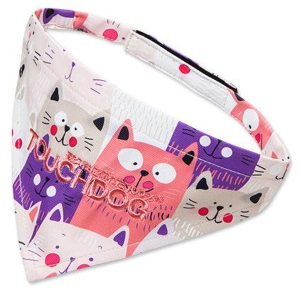 Picture of Pet Life BN6PKMD Touchdog Head-Popper Fashion Designer Printed Cloth Hook & Eye Dog Bandana&#44; Pink & Purple - Medium