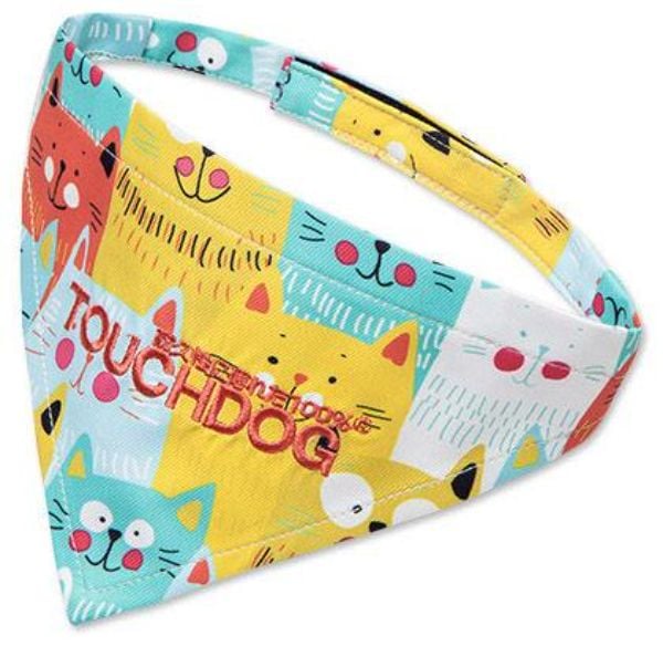 Picture of Pet Life BN6YLMD Touchdog Head-Popper Fashion Designer Printed Cloth Hook & Eye Dog Bandana&#44; Yellow & Blue - Medium
