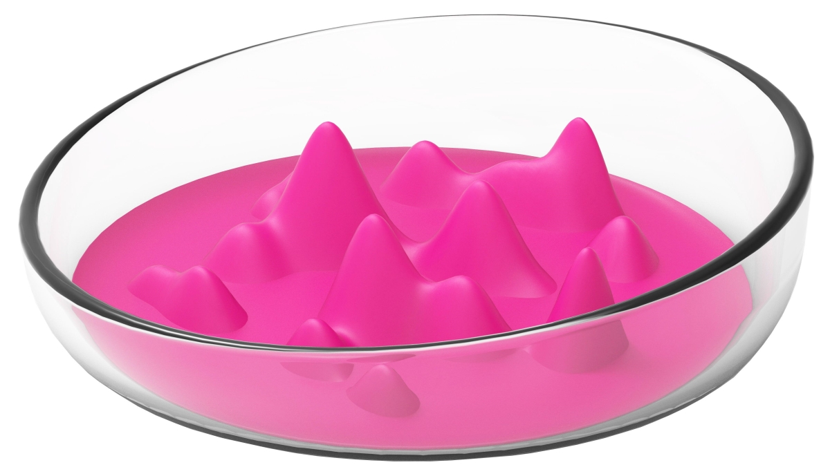 Picture of Pet Life S12PK Cirlicue Mountain Shaped Modern Slow Feeding Pet Bowl, Pink - One Size