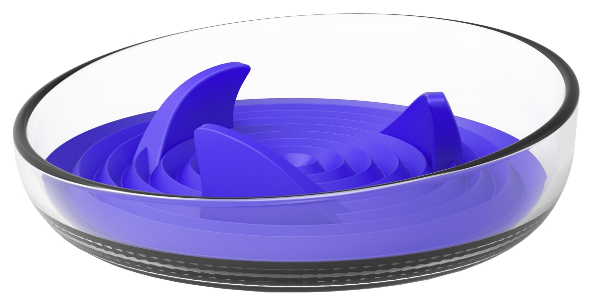 Picture of Pet Life S13BL Cirlicue Shark Fin Shaped Modern Slow Feeding Pet Bowl, Blue - One Size