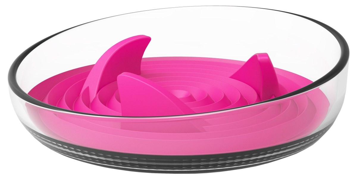 Picture of Pet Life S13PK Cirlicue Shark Fin Shaped Modern Slow Feeding Pet Bowl, Pink - One Size