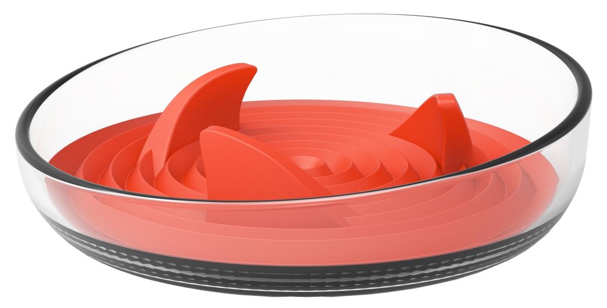 Picture of Pet Life S13OR Cirlicue Shark Fin Shaped Modern Slow Feeding Pet Bowl, Orange - One Size