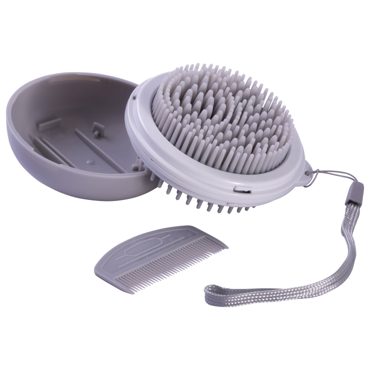 Picture of Pet Life GR52GY Bravel 3-in-1 Travel Pocketed Dual Grooming Brush & Pet Comb&#44; Grey - One Size