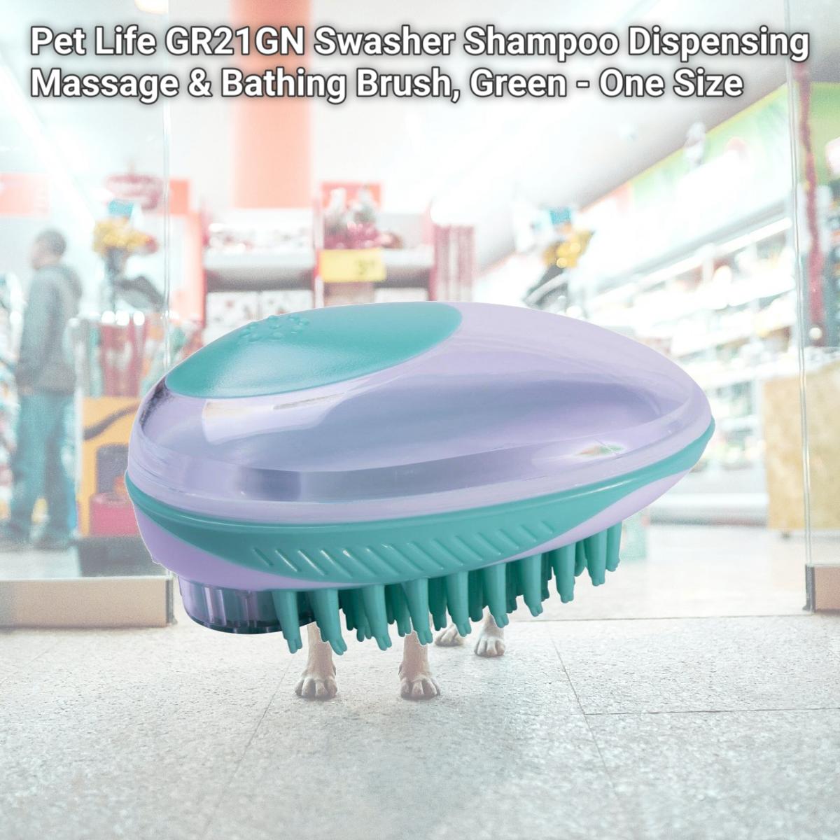 Picture of Pet Life GR21GN Swasher Shampoo Dispensing Massage & Bathing Brush&#44; Green - One Size